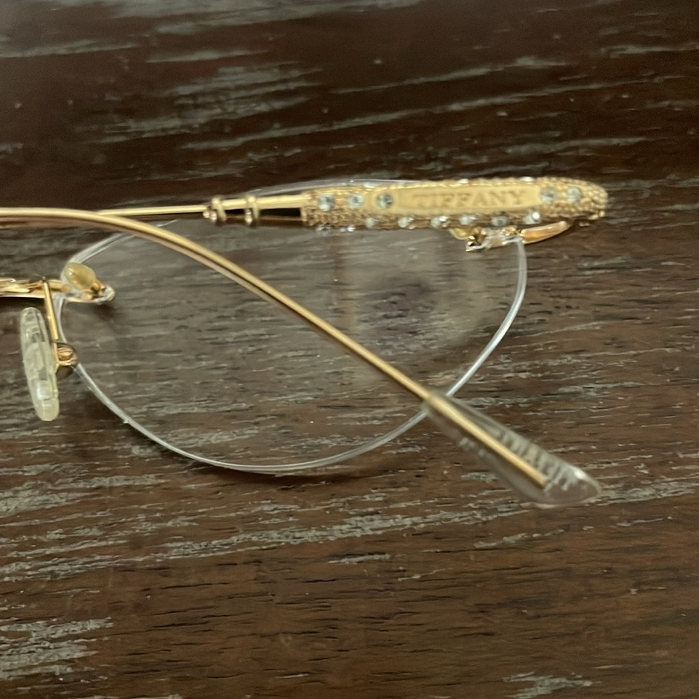 Tiffany Lunettes 23K gold plated T790 C4 gold  52-17 rimless eyeglasses - Picture 4 of 16